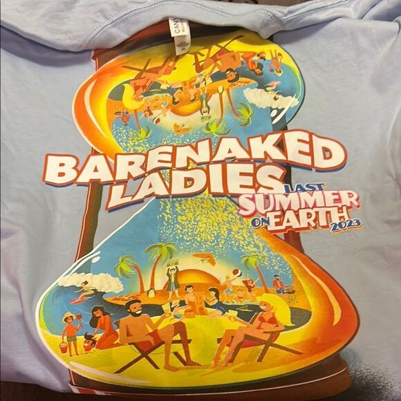 Blue and Orange Short Sleeve Tees with Summer Beach Design - Picture 1 of 2